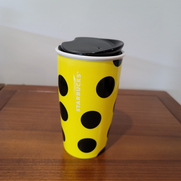 Starbucks 12oz Tumbler in Yellow w/ Black dots - Picture 7 of 8